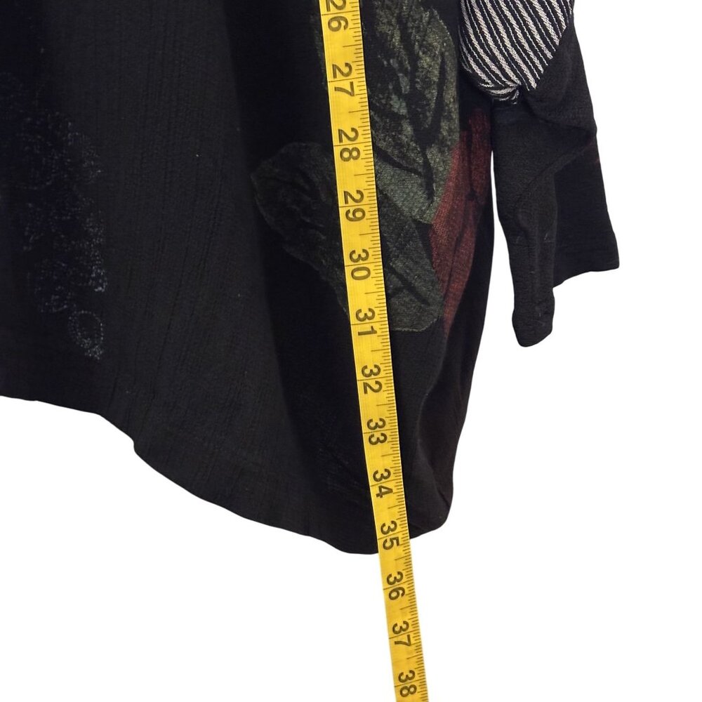 JG's Mad Lab Vintage Black Button-Up Tunic With Red Accents & Floral Design - Picture 7 of 10